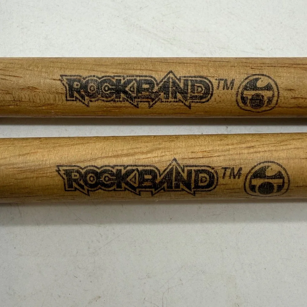 Rock Band Official Wood Drumsticks Pair‎ Natural Replacement Gaming Sticks